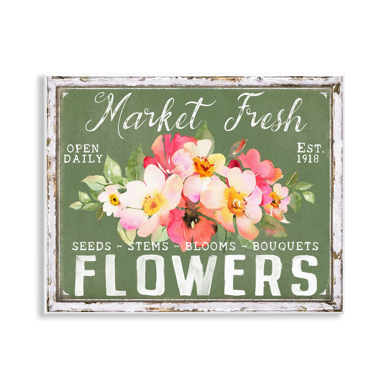 Stupell Industries 11" x 14" Antique Market Fresh Flowers Wall Plaque